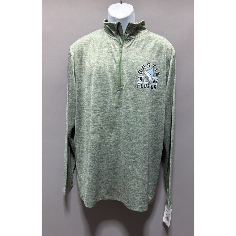 Pullover 1/4 Zip Destin Florida Marlin Graphic Ragwear Size: XL Olive Green New